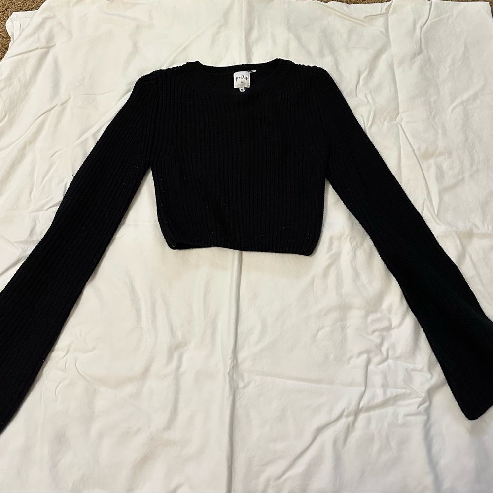 Princess Polly Black Ribbed Crop Sweater Size 4 (Au 8)